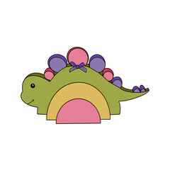 Cute pastel green stegosaurus toy with pink rainbow accents. Perfect for nursery design, stickers, baby decor and kids products.