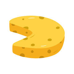 Cartoon Cheese Wheel with Missing Slice Illustration