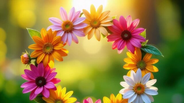 Video A vibrant arrangement of flowers against a lush green background