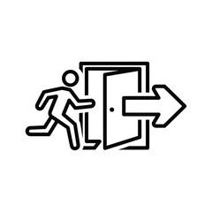 Exit Sign with Running Person and Arrow Icon
