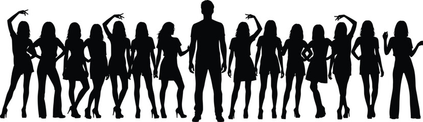 Collection of eight professional business people silhouettes, male and female, writing notes or signing documents on clipboards and tablets, representing office tasks, communication, and management.