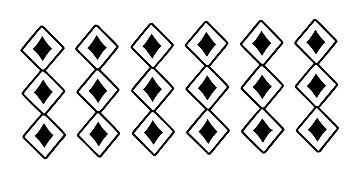 Repeating pattern of black filled diamonds in vertical chains on a white background design element
