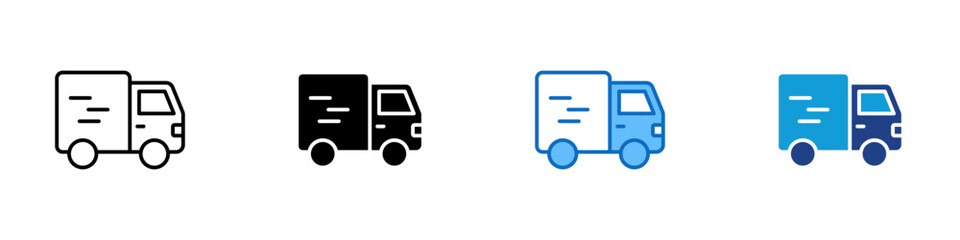 Delivery Truck Multiple Style Icon Design Vector - delivery van representing logistics, shipping, courier service, and transportation of goods