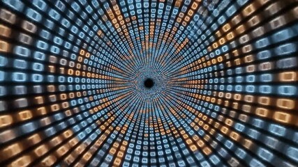 A digital tunnel of binary code, representing data flow and technological advancement.