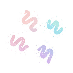 Obraz premium Abstract pastel wavy lines and sparkly dots, playful and creative design elements on a white background
