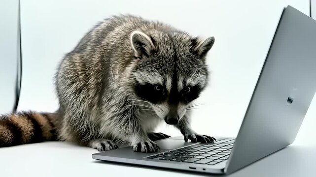 IWC inspired space setting features a cat sitting comfortably on a laptop computer with its paws gently resting on the keyboard, capturing the concept of high end technological innovation or.