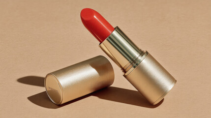 Elegant lipstick in vibrant red shade, showcasing professional makeup, beauty, fashion accessory, stylish, glamorous, trendy, feminine, daily makeup, beauty enhancement