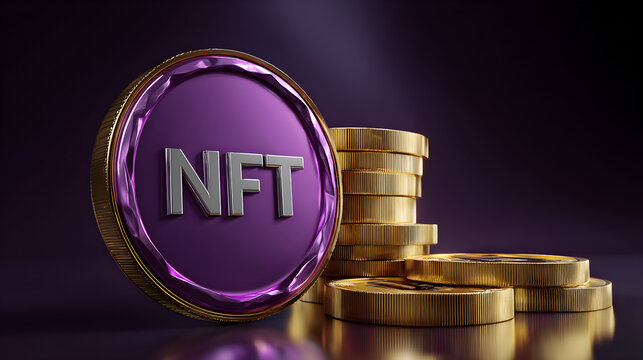 Nft non fungible token coin blockchain cryptocurrency concept