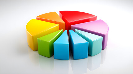 Colorful pie chart segments representing business data analysis and share