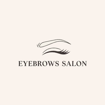 Elegant Eyebrows Salon Logo Design with Stylized Eye Illustration.