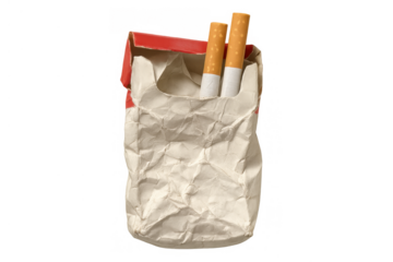 Crumpled pack of cigarettes representing addiction, an unhealthy habit, and consequences of habitual smoking