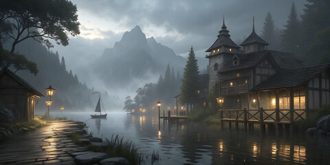 Fototapeta premium Whispers of Dawn on the Still Waters