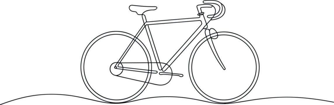 Black line art bicycle on white background bike cycling