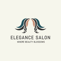 Elegance Salon Logo with Stylized Hair Design and Slogan.