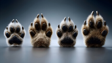 Furry Animal Paws Brown and Black Detailed Close Up