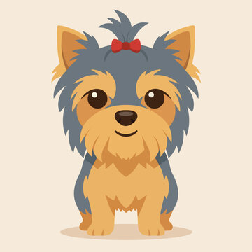 Adorable Yorkshire Terrier Cartoon Icon