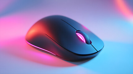Gaming computer mouse with pink and blue rgb lighting