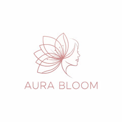 Elegant logo featuring a womans profile intertwined with a delicate flower design.