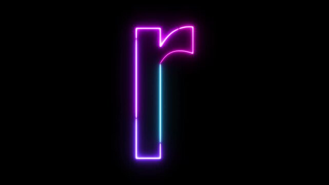 Colorful Neon Glowing Small Letter r Text Animation, Vibrant Multicolor Electric Outline Typography on Black Background, Futuristic Light Stroke Effect for Modern Titles, Logos, Motion Graphics, and