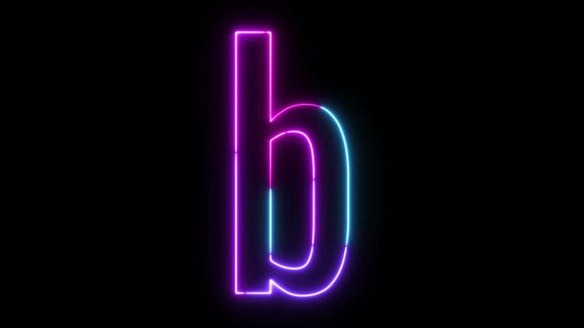 Colorful Neon Glowing Small Letter b Text Animation, Vibrant Multicolor Electric Outline Typography on Black Background, Futuristic Light Stroke Effect for Modern Titles, Logos, Motion Graphics, and