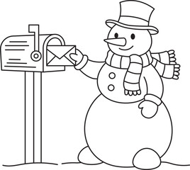 Snowman Coloring Pages Cute Winter Holiday Line Art for Kids