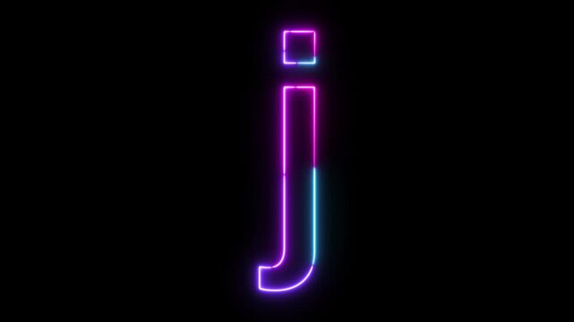 Colorful Neon Glowing Small Letter j Text Animation, Vibrant Multicolor Electric Outline Typography on Black Background, Futuristic Light Stroke Effect for Modern Titles, Logos, Motion Graphics, and