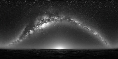 Stunning Milky Way Arch Over Horizon in Dark Night Sky.