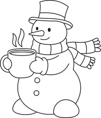 Snowman Coloring Pages Cute Winter Holiday Line Art for Kids
