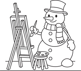 Snowman Coloring Pages Cute Winter Holiday Line Art for Kids	
