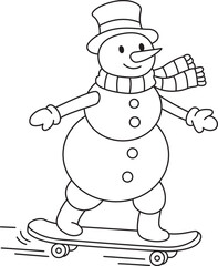 Snowman Coloring Pages Cute Winter Holiday Line Art for Kids	
