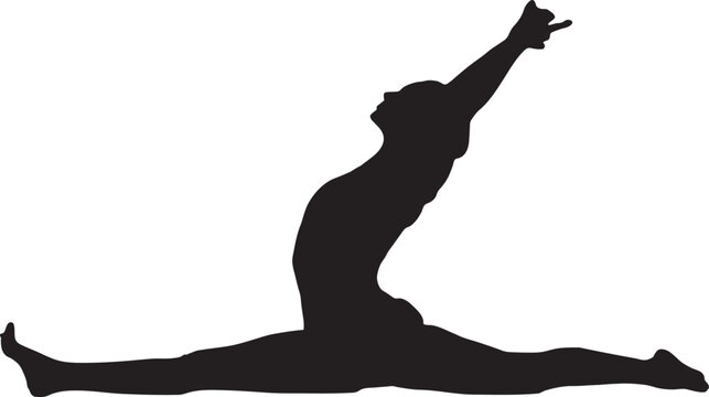 Silhouette of Flexible Woman Doing Yoga Split Pose (Hanumanasana)