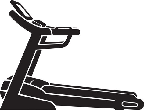 Treadmill exercise machine silhouette on white background for health, fitness, and cardio workout