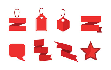 Red tags and labels set for pricing and decoration purposes