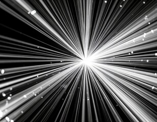 A bright light erupts in the center, radiating numerous white lines against a black background