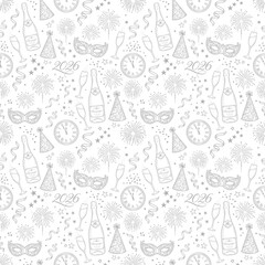 Silver New Year 2026 Party Celebration Pattern