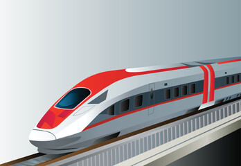 High-Speed Bullet Train on Tracks