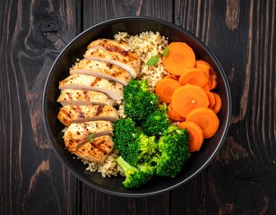 Top-Down-Bowl mit gegrilltem H&auml;hnchen, Quinoa und Gem&uuml;se &ndash; N&auml;hrstoffreich & ausgewogen