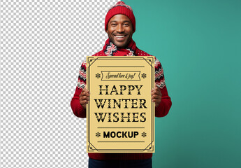 Winter wishes poster mockup