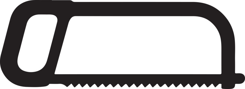 Industrial hack saw with sharp blade silhouette