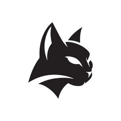 Bold Fierce Lynx Head Silhouette Logo in Modern Minimalist Wild Cat Style.
