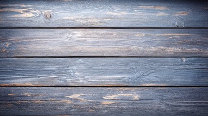 Obraz premium A close-up view of weathered wooden planks, showcasing a textured surface with a mix of blue and natural wood tones.