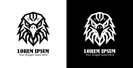 Eagle head logo design with front view and modern geometric style