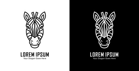 Front view of zebra head logo design with modern line art style © Yohanes