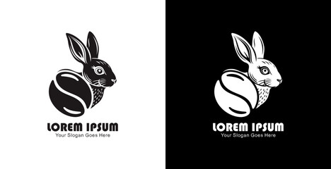 Coffee bean logo design combined with a rabbit