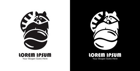 Coffee bean logo design combined with a raccoon