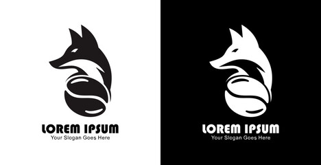 Coffee bean logo design combined with a fox head