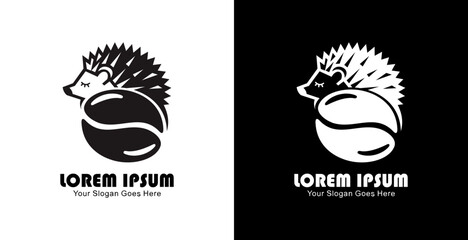 Coffee bean logo design combined with a hedgehog