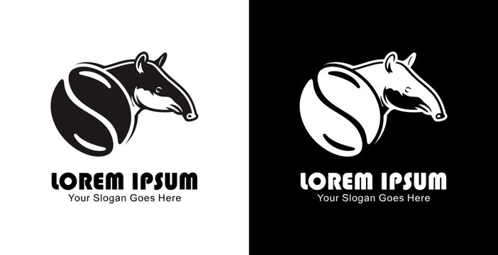 Coffee bean logo design combined with a tapir head