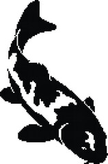 Pixel art koi fish silhouette on white background carp, Pixel koi fish retro aquatic design