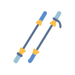 Minimalist illustration of two ski poles on black background